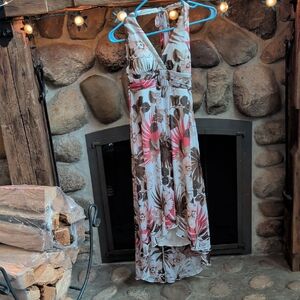 Speechless Floral Maxi Dress - Pink, Brown, White